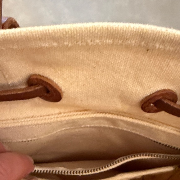 Madewell Natural Canvas & Brown Leather Drawstring Backpack - Picture 6 of 11